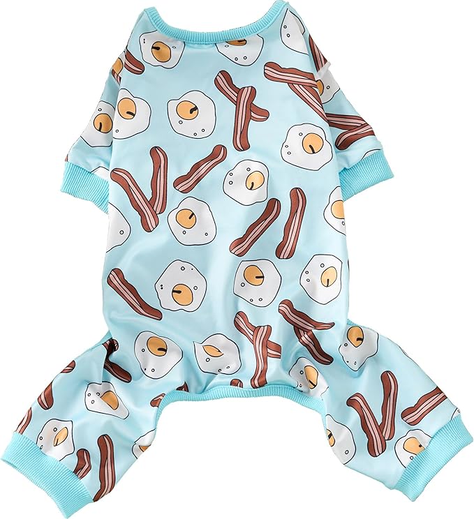 Dog Pajamas Onesie for Small & Medium Dogs - Polyester, Cozy, Wrinkle-Resistant Four-Legged Apparel (Light Blue, XXX-Large)