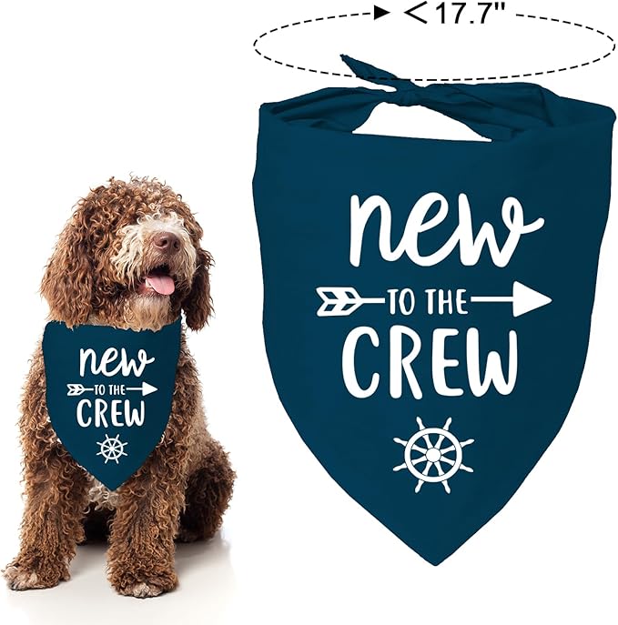 New to The Crew Dog Bandana New Puppy Announcement Gender Reveal Gift for New Owners Puppy Bandana Dog Owner Gifts Soft Triangle Bibs Scarf Accessories for Small Medium Dogs Pets (Blue)