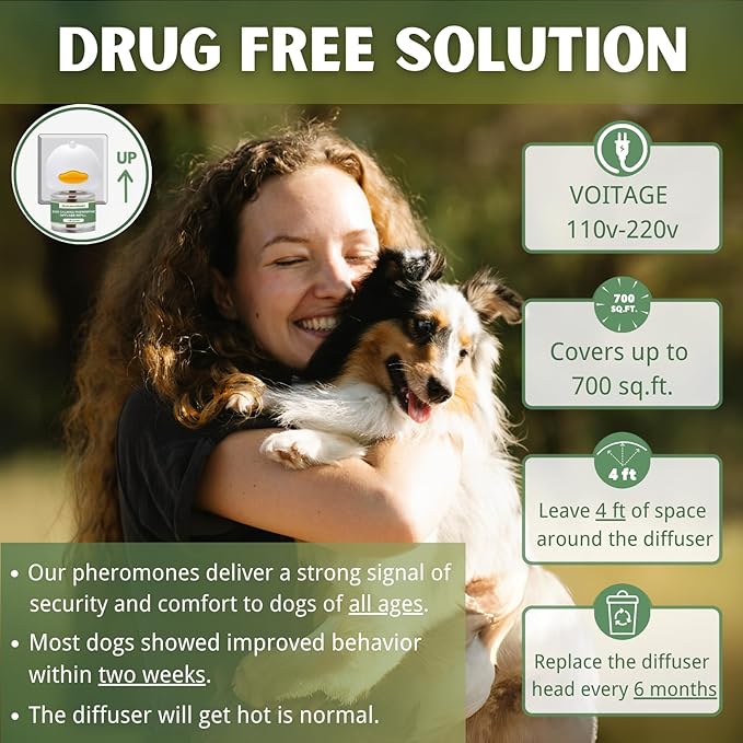8-in-1 Dog Calming Diffuser Kit – 2 Plug-Ins + 6 Refills, Pheromone-Based Pet Stress Support, 180-Day Supply, Helps Promote Calm Behavior, Safe & Non-Toxic