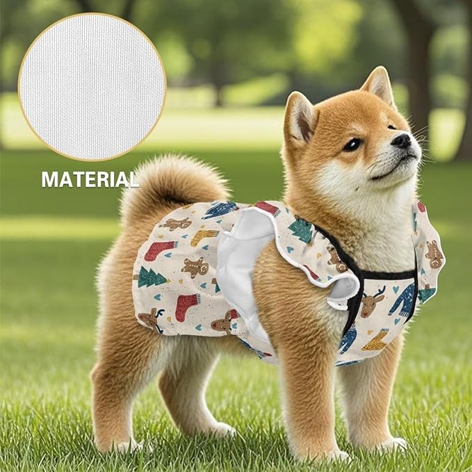 Reindeer Christmas Dog Dresses for Small Dogs Girl Fancy Small Pet Dress Puppy Dresses for Girl Dogs with Leash Ring for Travels Cozy L Size