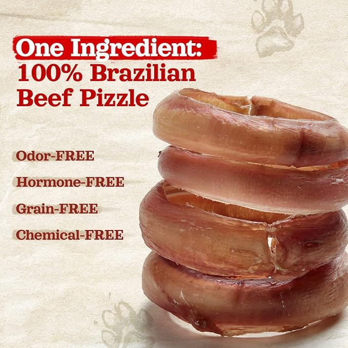 Natural Farm Odor Free Bully Sticks Ring Shaped (3-4 Inch, 10 Pack) - 100% Beef Chews for More Engagement & Fun, Grass-Fed, Non-GMO, Fully Digestible - Best for Small & Medium Chewers