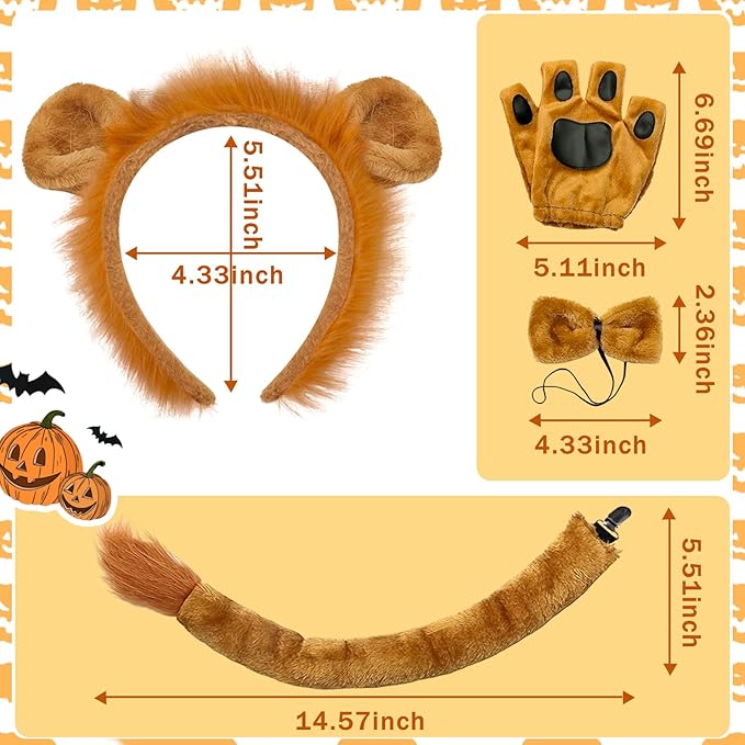 ONEPEACE Halloween Animal Costume Accessory Set for Halloween Party, Birthday, Christmas, Cosplay Animal Fancy Dress up