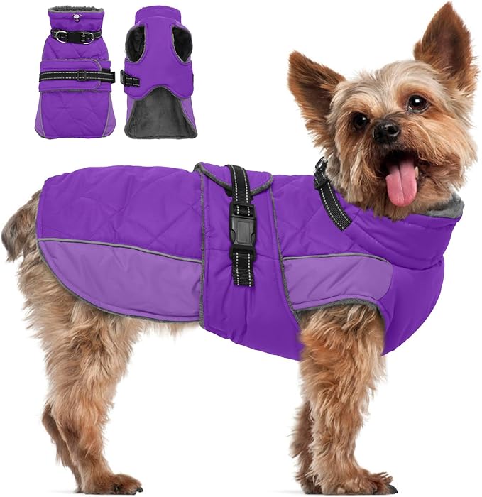 QBLEEV Warm Dog Jacket - Reflective, Adjustable Winter Coat with Turtleneck for Cold Weather, Waterproof Fleece Snowsuit for Small, Medium, Large Dogs