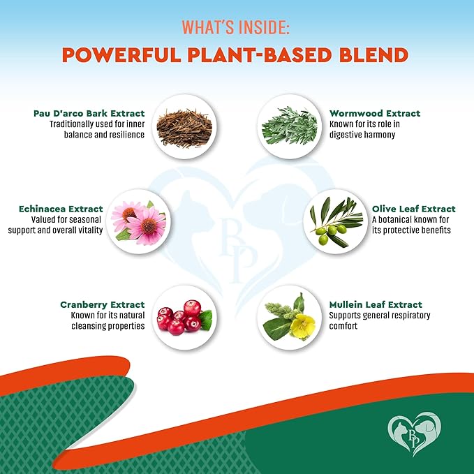 Natural Antibiotic for Dogs & Cats – Herbal Supplement for Kennel Cough Relief, UTI Treatment, Urinary Tract Health, Intestinal Defense & Immune Support – Liquid Drops