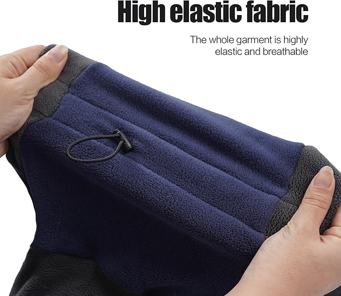 Dog Coat, Warm Fleece Jacket, Windproof Pullover Jumpsuit, Fullbody Pajamas Onesie, Cold Weather Clothes for Medium Large Dog (XSmall, Blue)