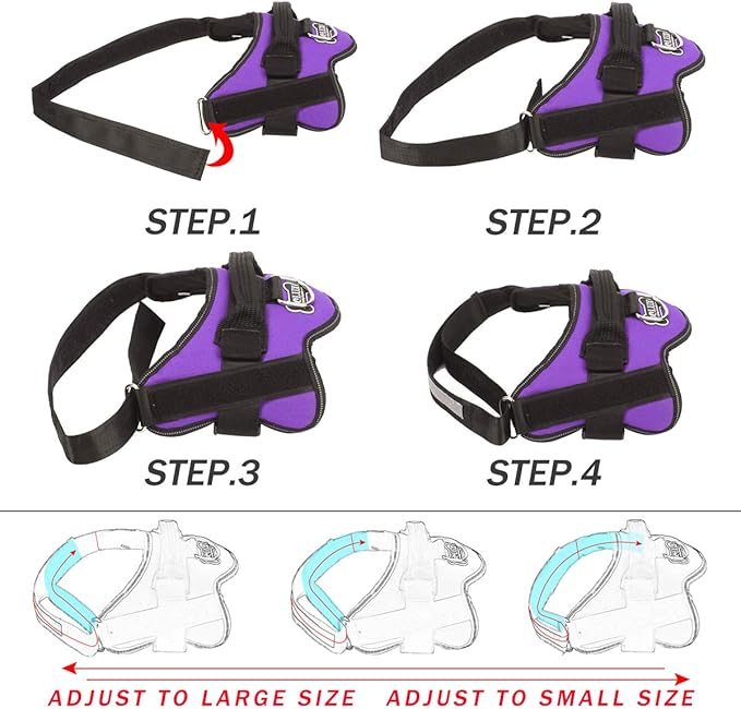 Bolux Dog Harness, No-Pull Reflective Dog Vest, Breathable Adjustable Pet Harness with Handle for Outdoor Walking - No More Pulling, Tugging or Choking (Purple, XL)