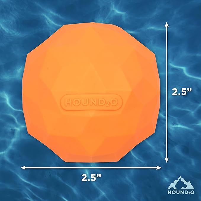 Hound2O Dog Toys | Squeaky Fetch Ball for Dogs | Orange Floating Outdoor Toy - Easy to Clean and Made from Non Toxic Materials