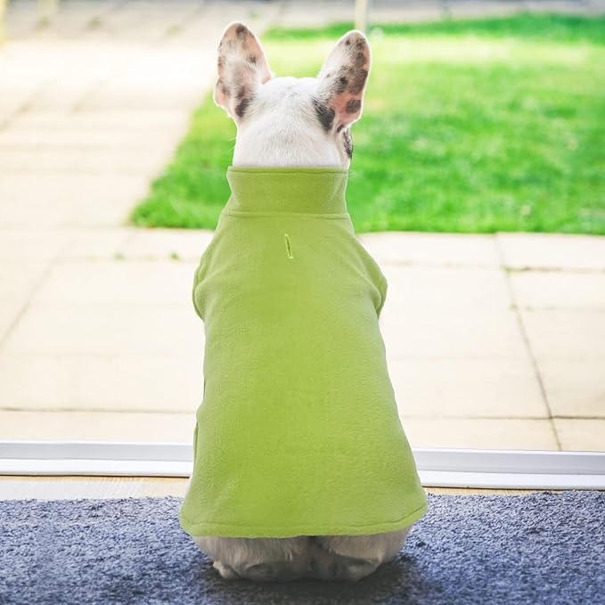 FUAMEY Dog Fleece Vest for Small Dogs,Warm Stretchy Dog Sweatshirts Pullover with Leash Hole Dogs Sweater Soft Pet Turtleneck Cozy Pet Vest Lightweight Sleeveless Green XS