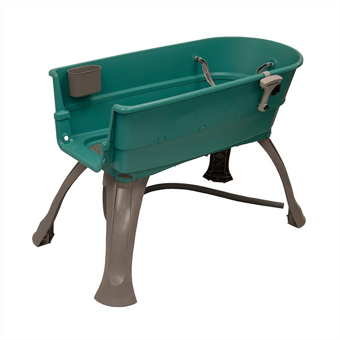 Booster Bath Elevated Pet Bathing Large Teal with Steps and Brown DGS Cleaning Crew Combo