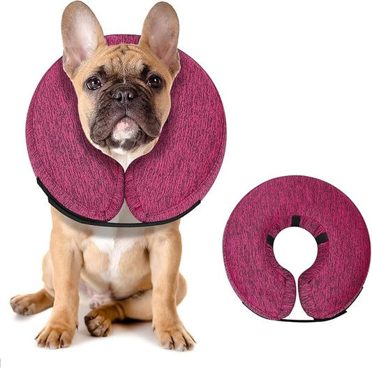 MIDOG Inflatable Dog Cone Alternative for After Surgery - Soft Protective Donut Collar Prevents Licking & Allows Eating, Comfortable Recovery E-Collar Alternative for Small Medium Large Dogs (Rose,M)
