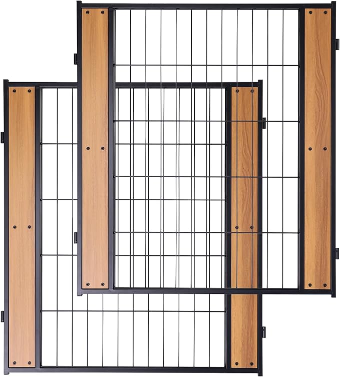 Heavy Duty Dog Playpen 32 Inch Height - Indoor Outdoor Pet Fence Enclosure for Medium and Small Dogs - Foldable Puppy Exercise Pen for Indoor and RV Camping or Yard (2 Panels, 32" H (Oak))