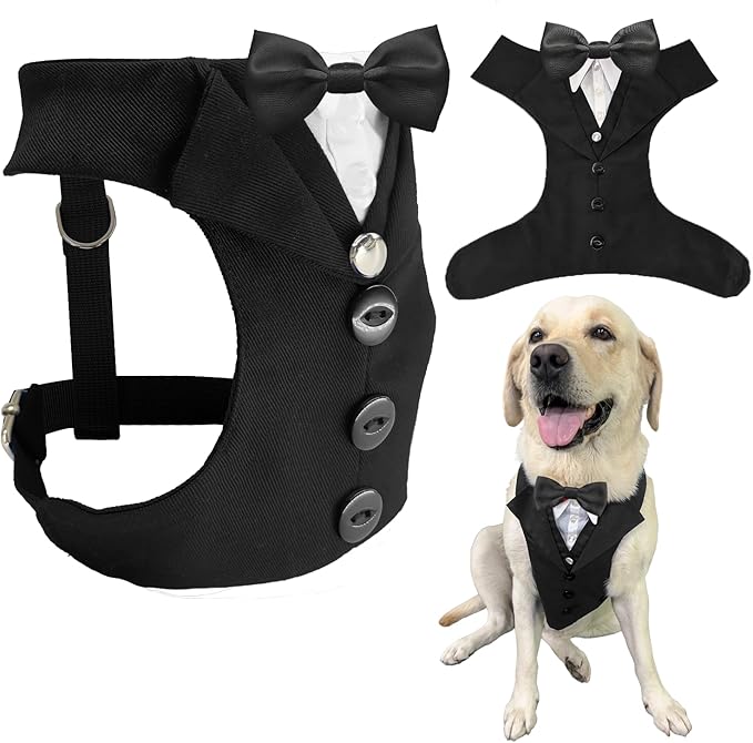 AVERYDAY Dog Tuxedo for Wedding Outfit, Dog Suit and Tie Costumes for Birthday, Halloween, Cosplay, Christmas Party, Pet Formal Wear with Bowtie, Tux for Medium Large Dogs, Bulldog, Labrador, Husky