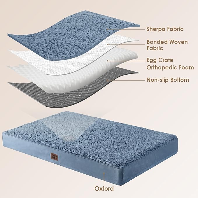 EHEYCIGA Orthopedic Dog Beds for Large Dogs with Removable Washable Cover, Spa Blue, 36x27