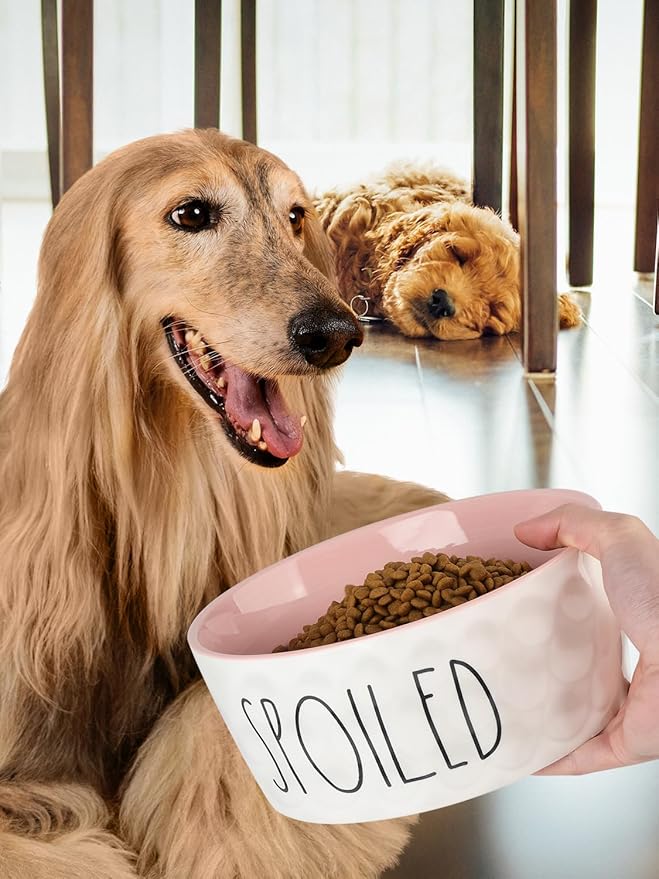 70OZ Ceramic Dog Bowl - 8'' Extra Large Food Water, Heavy Duty Non-Slip Dog Dish for Medium and Large Dogs, Food Grade Porcelain Pet Feeder Bowl, Microwave & Dishwasher Safe, Pink