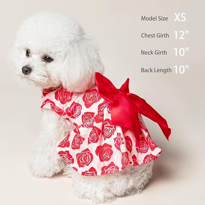 PUPTECK Dog Wedding Dress Outfit Puppy Cute Small Dogs Clothes,Rose,L