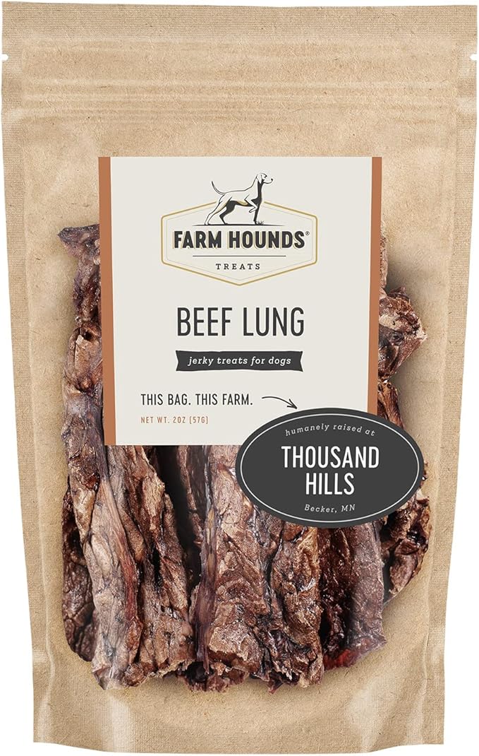 Farm Hounds - Beef Lung - Premium Natural Beef Lung Jerky for Dogs - Made from 100% Humanely Raised Cattle - Organ Treat - Great for Training & Treats - No Added Fillers - Made in USA - 2 oz - 2 Pack