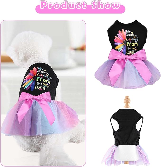 Dog Clothes for Small Dogs Girl, Spring Pet Dress Puppy Princess Tutu Cute Puppy Tulle Dresses Pet Clothes Cat Apparel Chihuahua Yorkshire Outfits (Daisy, XL)