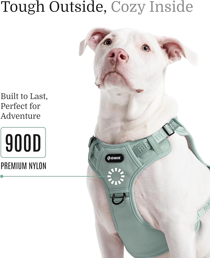 2025 New Edition, Fei & Eve Classic Dog Harness - Quick-Release Buckles | 3-Point No-Pull Control | Heavy-Duty 900D Nylon | Dual Safety Handles | Breathable Mesh | Adjustable Fit | X-Large,Green