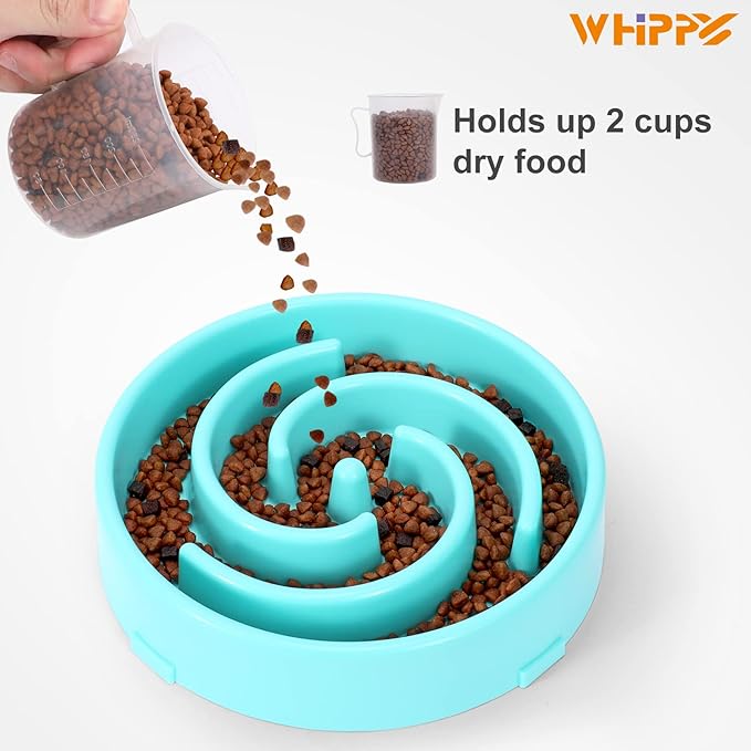 WHIPPY Slow Feeder Bowl for Small Medium Dog Fun Maze Feeder Dog Food Water Bowl Anti-Slip Puzzle Bowl No Chocking Healthy Interactive Bloat Stop Dog Bowl Dish,Medium,Blue