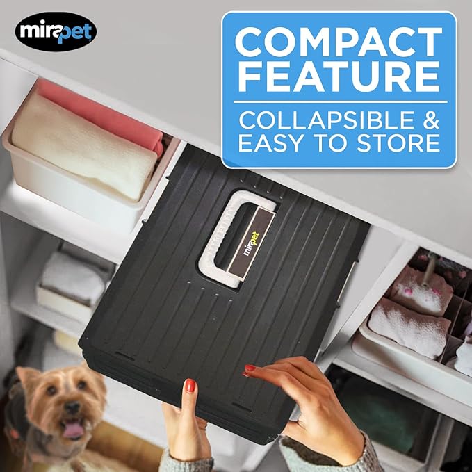 USA Pet Carrier & Crate 35" - Premium Collapsible Design for Medium Cats and Dogs - Portable Kennel for Indoor/Outdoor - 360° Ventilation & Hard Plastic Wall Protection (Orange Handle, Small)