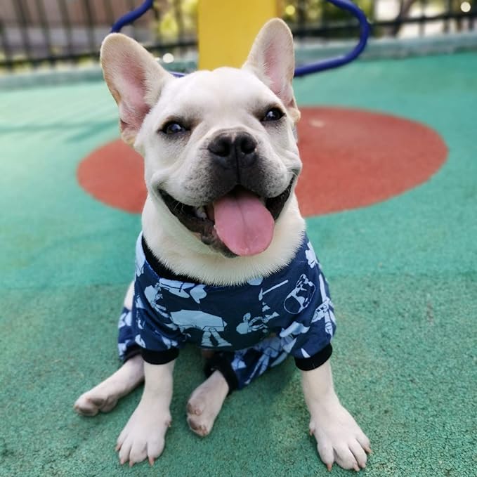 CuteBone Small Dogs Outfit Soft Puppy Onesies Pjs Dog Pajamas Pet Coat Cat Apparel Comfy Doggie Jumpsuit Bodysuit for All Seasons P47L