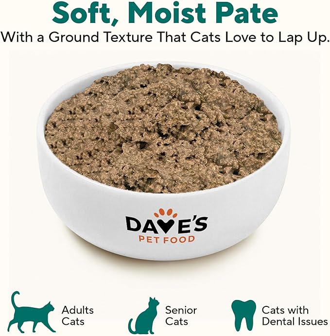 Dave's Pet Food Grain Free Canned Cat Food (Turkey & Giblets Pate), Made in USA Naturally Healthy Canned, Canned Pate, 12.5 oz Cans (12 Pack)