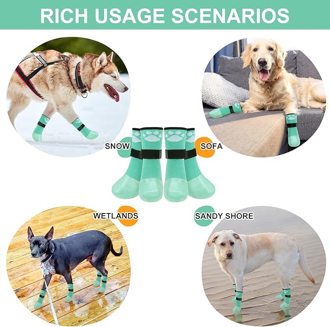 BEAUTYZOO Dog Booties Shoes for Hot Pavement, Waterproof Dog Boots for Small Medium Large Dogs, Traction Control Paw Protectors for Hardwood Floors Anti Slip, 6 PCS Dog Grip Socks for Outdoor Walking
