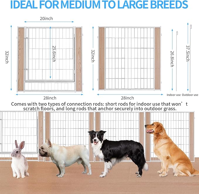 Heavy Duty Dog Playpen 32 Inch Height - Indoor Outdoor Pet Fence Enclosure for Medium and Small Dogs - Foldable Puppy Exercise Pen for Indoor and RV Camping or Yard (10 Panels, 32" H (White))