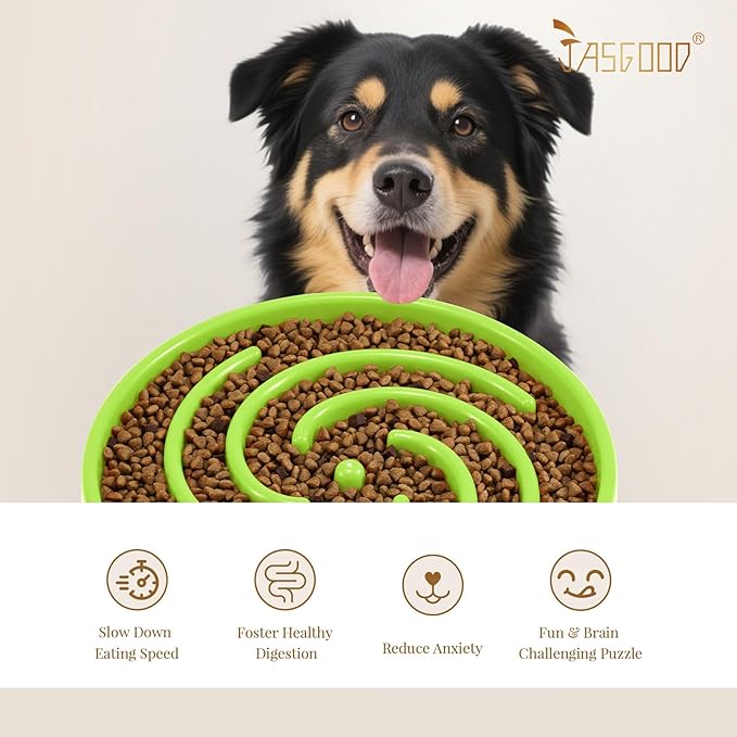 JASGOOD Slow Feeder Dogs Bowl for Large Medium Dogs,Anti-Gulping Pet Slower Food Feeding Bowls Stop Bloat,Preventing Choking Healthy Design Dogs Bowl
