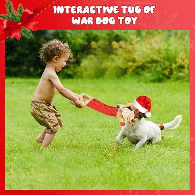 Christmas Dog Toy, Large Dog Toys, Squeaky Dog Toy, Tug of War Toys Dog, Chew Toys, Stuffed Dog Toys for Small/Medium/Large Dogs