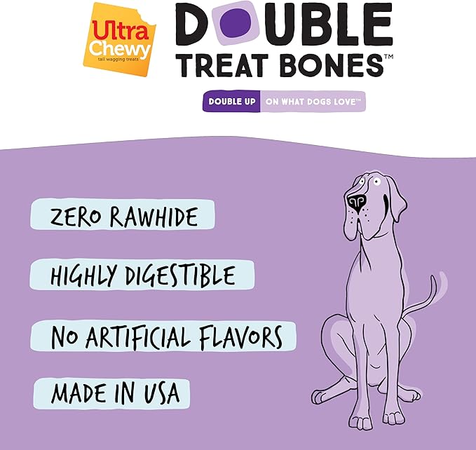 Ultra Chewy Peanut Butter, Chicken, Bacon and Cheese Flavors: Long-Lasting Treats Made in USA for Large and Small Breeds, Highly Digestible, for Aggressive Chewers (Favorite Flavors, 6 Count)