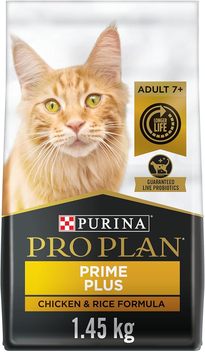 Purina Pro Plan Senior Cat Food With Probiotics for Cats, Chicken and Rice Formula - 3.2 lb. Bag