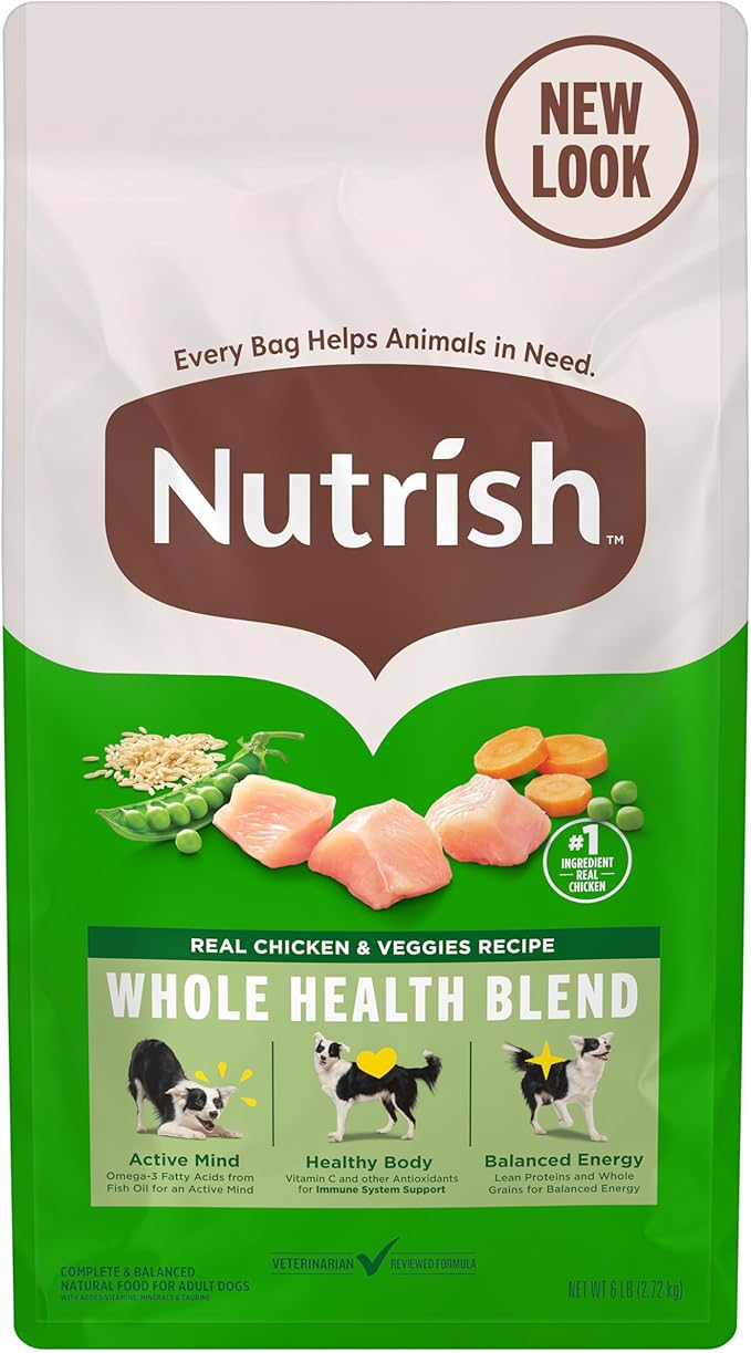 Nutrish Dry Dog Food, Real Chicken & Veggies Recipe Whole Health Blend, 6 lb. Bag (Rachael Ray)