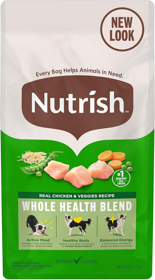 Nutrish Dry Dog Food, Real Chicken & Veggies Recipe Whole Health Blend, 6 lb. Bag (Rachael Ray)