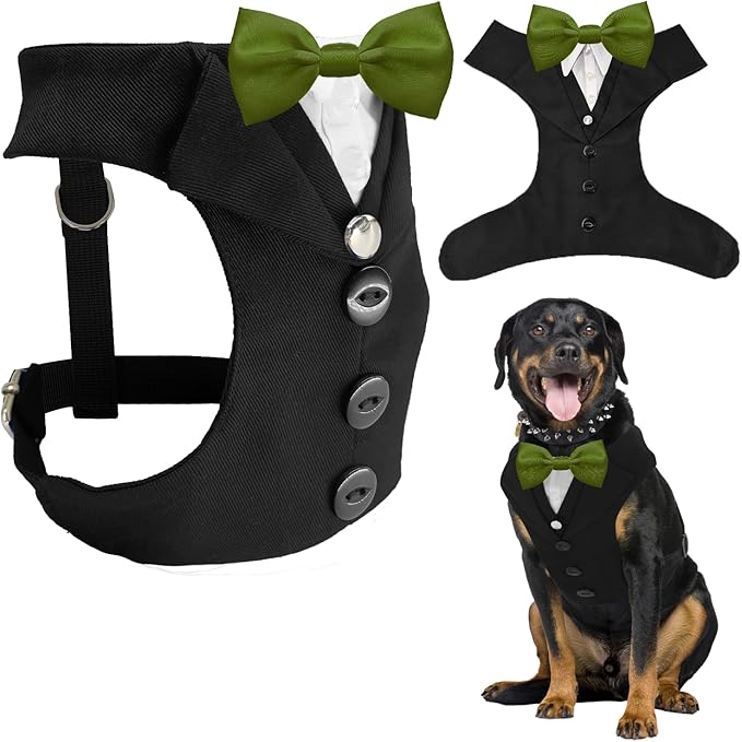 AVERYDAY Dog Tuxedo for Wedding Outfit, Dog Suit and Tie Costumes for Birthday, Halloween, Cosplay, Christmas Party, Pet Formal Wear with Bowtie, Tux for Medium Large Dogs, Bulldog, Labrador, Husky