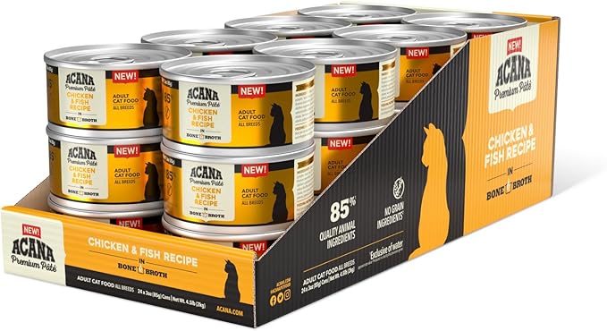 ACANA Premium Pate Wet Cat Food in Bone Broth Chicken + Fish Recipe 3oz Cans (24 count)