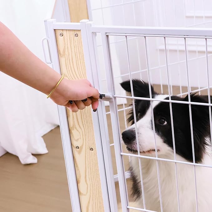 Heavy Duty Dog Playpen 35.4 Inch Height - Indoor Outdoor Pet Fence Enclosure for Medium and Small Dogs - Foldable Puppy Exercise Pen for Indoor and RV Camping or Yard (6 Panels, 35.4" H (White))