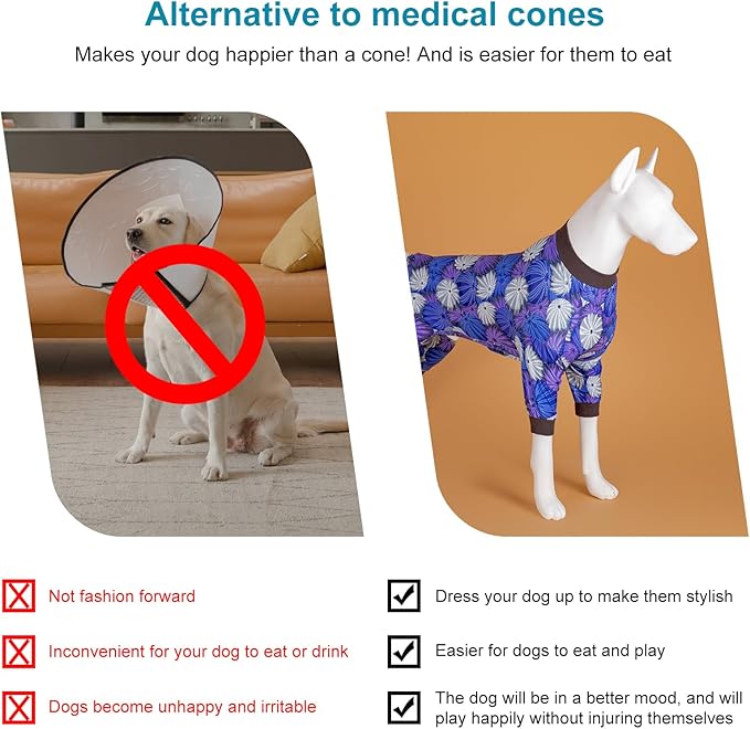 LovinPet Large Dog Onesie For Male, Anti Licking, Anxiety Calming Dog Clothes, Lightweight Stretchy Fabric, Sea Urchins Grey Print, Pitbull Party Clothes, Pajamas for Pitbulls, Onesies for Dogs, Large