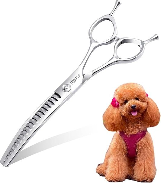 Curved Chunkers Shears Dog Grooming Scissors 6.5 in Professional Downward Thinning Shears for Small Dogs Cat Pet Japan 440C Stainless Steel Sharp and Durable(6.5 In, Chunker)