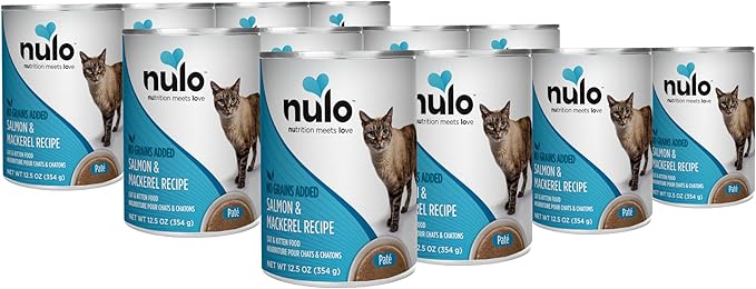 Nulo Salmon & Mackerel Recipe Pate Wet Canned Cat Food, 12.5 Ounce (Pack of 12)