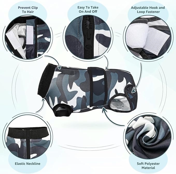 Lukovee Recovery Suit for Dogs, Zipper On Recovery Suit for Female Male Dog, Onesie Abdominal Wounds Cone E-Collar Alternative Prevent Licking Spay Recovery Suit (M,CF)