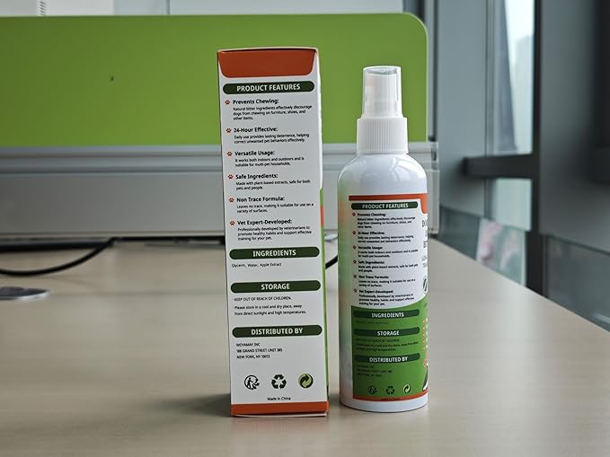 No Chew Spray for Dogs to Stop Chewing & Licking Furniture Shoes, Bitter Apple Spray for Dog, No Trace, Dog Training & Behavior Aids Indoor Outdoor Use