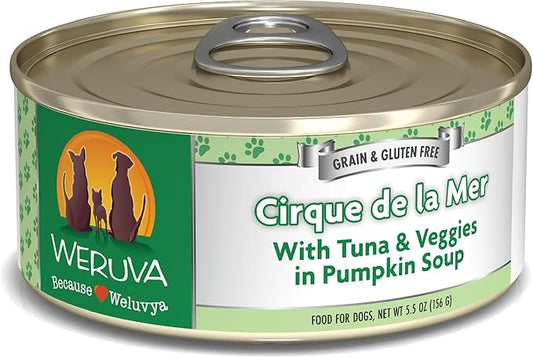 Weruva Classic Dog Food, Cirque de la Mer with Tuna & Veggies in Gravy, 5.5oz Can (Pack of 24)