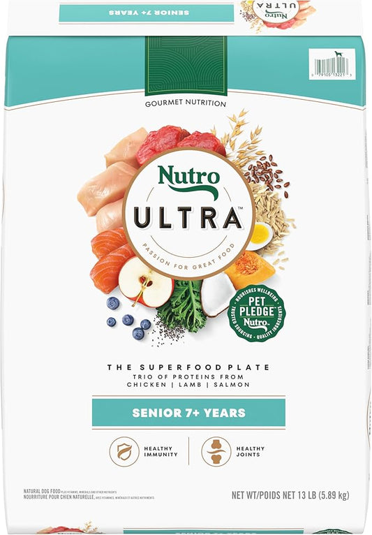 Nutro Ultra Senior Dry Dog Food with a Trio of Proteins from Chicken, Lamb and Salmon, 13 lb Bag