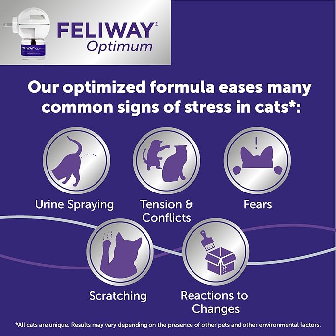 FELIWAY Optimum 3 x 30 Day Cat Calming Refills for Pheromone Diffuser & Happy Snack by FELIWAY Delicious Calming cat Treats (12-ct Chicken Flavor)