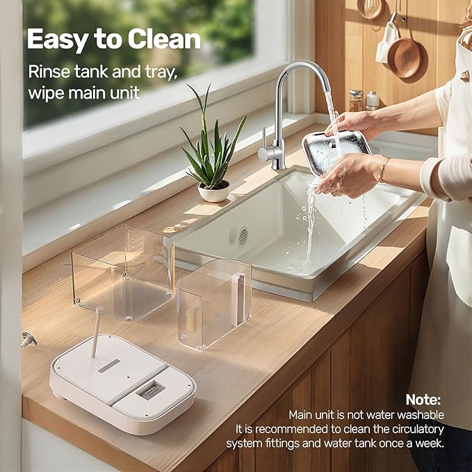 Cat Water Fountain, Wastewater Separation & No Filter Cotton, Pet Water Dispenser with 101oz/3L Large Capacity Tank, Wireless Automatic Water Fountains for Cats Indoor Cat Watering Supplies