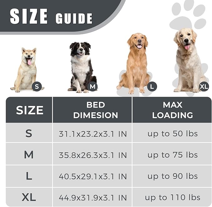 Orthopedic Outdoor Waterproof Dog Beds for Extra Large Dogs, Washable Crate Bed with Egg Crate Foam Pet Bed Mat and Removable Oxford Fabric Cooling Cover Bed,45"x 32", Black