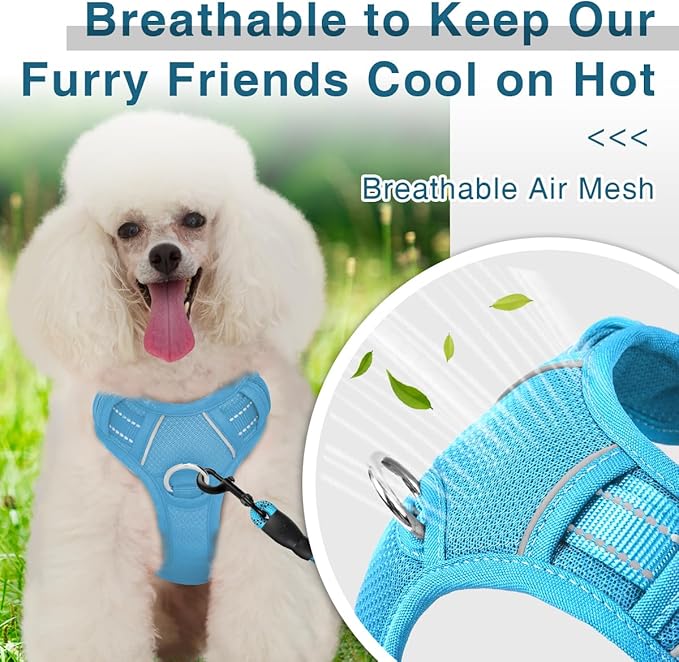 BARKBAY Dog Harness No Pull with ID Tag Pocket - Heavy Duty, Reflective, Easy Control for Large Dogs(Blue,XS)