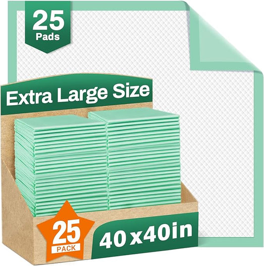 Disposable Bed Pads 40"X40" Extra Large Pee Pads for Incontinence 140 Gram Heavy Duty Super Absorbent Underpads Waterproof Chucks Pads for Adults, Elderly or Pets [100x100CM, 25pcs]