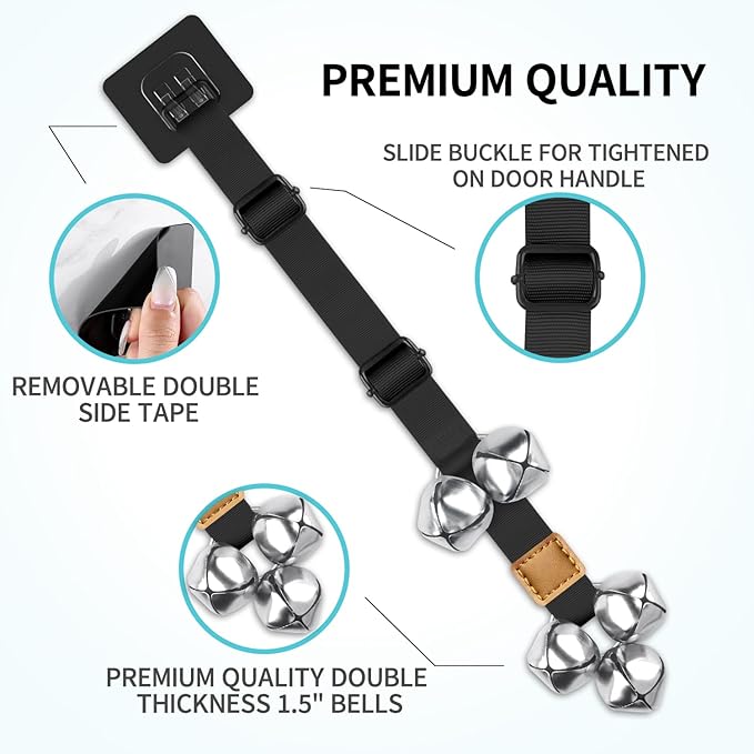 COOYOO Dog Doorbells, Adjustable Potty Training Dog Bells, Upgraded for Training Your Puppy The Easy Way, Premium Quality Housetraining Hanging Bell-5 Extra Large Loud 1.5 DoorBells